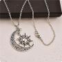 Sun Crescent Moon Necklace Choker Vintage Gothic Sunflower Sunshine Pendant Neckalce for Women Girls Statement Jewelry Gifts