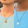 AZAZCCM 2Pcs Initial Necklace For Men And Women- Letter Necklace Gold And Silver- Stainless Steel 316L Cuban Chain With Coin Shape Initial Pendant, Classic Charm Letter Chain Costume Jewelry