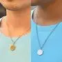 AZAZCCM 2Pcs Initial Necklace For Men And Women- Letter Necklace Gold And Silver- Stainless Steel 316L Cuban Chain With Coin Shape Initial Pendant, Classic Charm Letter Chain Costume Jewelry