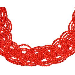 Red Woven Seedbead Collar Necklace by outROAR Gear