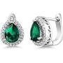 Gem Stone King Sterling Silver Pear Shape Green Nano Emerald Pendant Earrings Set 6.50 cttw with 18 Inch Silver Chain