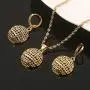 24k Gold Jewelry Set Necklace Earrings Pendant African Round Beads Jewelry Set for Women