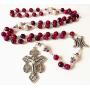 elegantmedical Handmade Red Tiger Eye Beads Sterling Silver 10mm Real Pearl Rosary Cross Necklace Catholic Gift