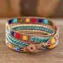 NOVICA Aventurine and Glass Blue and Red Beaded Bohemian Wrap Bracelet, 22'' Colors of Hope