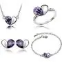 MAFMO Crystal Jewelry Set 4pcs Love Heart Shaped Necklace Bracelet Earrings Ring MAFMO Crystal Jewelry Set 4pcs Love Heart Shaped Necklace Bracelet Earrings Ring
