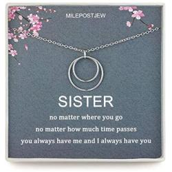 Sister Gifts from Sister, Jewelry,Double Rings Infinity Necklace Best Friend Birthday Gifts