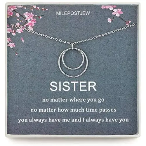 Sister Gifts from Sister, Jewelry,Double Rings Infinity Necklace Best Friend Birthday Gifts