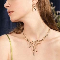 VIENNOIS Necklace Earrings Set for Women Two Tone Pendant Choker Jewelry for Evening Party Prom