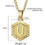 Trendsmax Hexagon Initial Letter A to Z Alphabet Pendant Necklace for Women Girls Gold Plated Stainless Steel Curb Cuban Link Chain Necklace Length Personlized