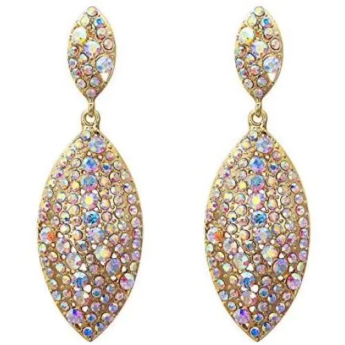 EVER FAITH Womens Bridal Wedding Jewelry Crystal 2 Leaf Art Deco Drop Dangle Pierced Earrings EVER FAITH Womens Bridal Wedding Jewelry Crystal 2 Leaf Art Deco Drop Dangle Pierced Earrings