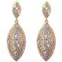 EVER FAITH Womens Bridal Wedding Jewelry Crystal 2 Leaf Art Deco Drop Dangle Pierced Earrings