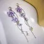 fxmimior Silver Long Flower Earrings Purple Rhinestones Big Dainty Floral Drop Earrings Statement Charm Earring Body Jewelry for Women and Girls