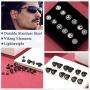 FaithHeart Viking Runes Black Stud Earrings Men Women Studs Set Jewelry 2-12 MM with Brand Packaging 6 Pairs