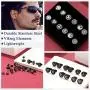 FaithHeart Viking Runes Black Stud Earrings Men Women Studs Set Jewelry 2-12 MM with Brand Packaging 6 Pairs