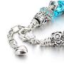 Capital Charms Purple Blue Pink Hearts Silver Plated Charm Bracelets for Women and Teen Girls, Jewelry Gifts Set with Beads and Snake Chain Extender, Adjustable Bracelet 7.5''+1.5''