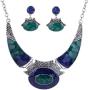 YAZILIND Ethnic Color Embossed Oval Gangle Bib Collar Earrings Necklace Jewelry Set Women