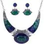 YAZILIND Ethnic Color Embossed Oval Gangle Bib Collar Earrings Necklace Jewelry Set Women YAZILIND Ethnic Color Embossed Oval Gangle Bib Collar Earrings Necklace Jewelry Set Women