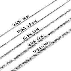 MEMGIFT Rope Chain Choker Necklaces for Women Men Boys Teen Girls 2mm 2.5mm 3mm 4mm 5mm 16-28 Inches Chain Simple Fashion Trendy Jewelry Gifts for Mom Dad Sister Son Daughter Wife