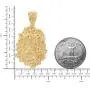The Bling Factory 14k Gold Plated 25mm x 32mm Chunky Nugget Textured Medallion Pendant + 24'' 2.4mm Rope Chain Necklace Set