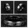 Jakob Miller Stainless Steel Yin Yang Ring Chinese Taoist Nine Syllable Mantra Ring Matted Finshed Tai Chi Band Yin and Yang Ring, Size 5-12