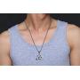 MPRAINBOW 316L Stainless Steel Irish Celtic Knot Trinity Necklace for Men Boy,Triquetra Trinity Triangle Pendant Necklace,Good Luck Vintage Irish Trinity Jewelry,24'' Box Chain