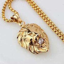 Ineffable Stainless Steel Vintage Lion Head Pendant Necklace Rope Chain Jewelry punk style
