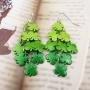 RareLove Silver Plated Multi Green Shamrock Chandelier Piercing Dangle Earrings Alloy St Patricks Day Gift For Women Girls