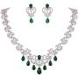 EVER FAITH Womens CZ Fan-Shaped Knot Waterdrop Dangle Necklace Earrings Set Clear-Tone for Bridal, Feast