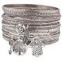 LUX ACCESSORIES Burnish Silver Tree of Life Boho Charm Bangle Set