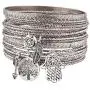 LUX ACCESSORIES Burnish Silver Tree of Life Boho Charm Bangle Set