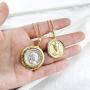 HTSTYLE Gold Coin Necklace Layered Necklace Gold Pendant Double Layered Vintage Necklace Coin Disc Necklace Boho Jewelry for Women