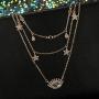 Yalice Dainty Layered Blue Evil Eye Pendant Necklace Chain Crystal Star Dangle Necklaces Water Drop Jewelry for Women and Girls