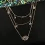 Yalice Dainty Layered Blue Evil Eye Pendant Necklace Chain Crystal Star Dangle Necklaces Water Drop Jewelry for Women and Girls