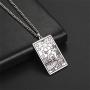 2 Pcs Retro Vintage Stainless Steel Tarot Card Rider Waite Pendant Necklaces Laser Engraved Astrology Divination Magic Amulet Necklaces for Women Mens Teens Friendship Jewelry Gifts