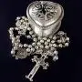 elegantmedical HANDMADE SILVER ROSE BEADS CATHOLIC Saint St Benedict ROSARY BLACK CROSS NECKLACE & NICE METAL JEWELLERY BOX elegantmedical HANDMADE SILVER ROSE BEADS CATHOLIC Saint St Benedict ROSARY BLACK CROSS NECKLACE & NICE METAL JEWELLERY BOX