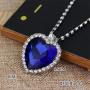 AILUOR Titanic Heart of The Ocean Neckalce, Royal Blue Crystal Created Sapphire Pendant with Silver Plated Necklace Jewelry