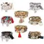FIBO STEEL 8 Pcs Bohemian Stackable Wood Beads Bracelets for Women Boho Multilayer Stretch Bracelet Set Statement Tassel Bangles FIBO STEEL 8 Pcs Bohemian Stackable Wood Beads Bracelets for Women Boho Multilayer Stretch Bracelet Set Statement Tassel Bangles