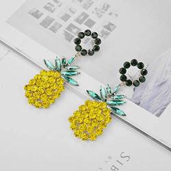 Lux Accessories Christmas Gold Black Yellow Green Marquise Cut Round Pineapple Dangle Earrings