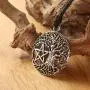 HAQUIL Wiccan Necklace - Metal Alloy, Tree of Life Pentagram Pendant - Waxed Cotton Cord, Adjustable Length 35.4'' HAQUIL Wiccan Necklace - Metal Alloy, Tree of Life Pentagram Pendant - Waxed Cotton Cord, Adjustable Length 35.4''