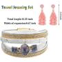 Hicarer Women Multilayer Leather Wrap Bracelets Tassel Pearl Leopard Earrings Jewelry Set