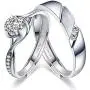 Sunamy Endless Love Matching Couple Rings for Him and Her Set, Adjustable S925 Silver Romantic Heart Design, Engagement Ring Anniversary Ring