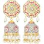 Aheli Unique Wedding Festive Party Wear Flower Enamel Indian Jhumki Faux Stone Studded Drop Dangle Earrings Ethnic Fashion Jewelry for Women Girls