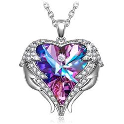Kate Lynn Wing for Love Heart Pendant Necklace for Women Ladies Girls Made with Crystals from Austria and Cubic Zirconia, Gifts for Mom Wife Friend Female with Jewelry Box