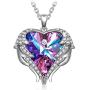 Kate Lynn Wing for Love Heart Pendant Necklace for Women Ladies Girls Made with Crystals from Austria and Cubic Zirconia, Gifts for Mom Wife Friend Female with Jewelry Box