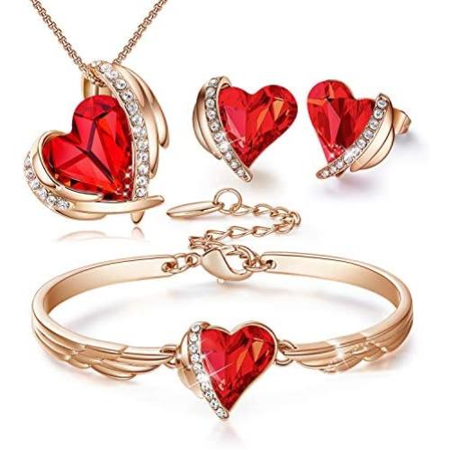 CDE Jewelry Set Mothers Day Jewelry Gifts for Women 4 Pieces Sets Women Pendant Necklace Earrings Bracelet Birthday Gift for Best Friend
