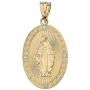 10k Yellow Gold Blessed Virgin Mary Miraculous Oval Medal Diamond Pendant (1'')