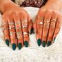 FUTIMELY 47-54Pcs Gold & Silver Knuckle Stacking Rings Set Boho Star Moon Multiple Rings Pack for Teen Girls,Vintage Stackable Joint Midi Finger Rings Set
