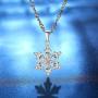 Lucky Snowflake Necklace Long Pendant Necklace with White Cubic Zirconia Silver Jewelry for Women Girls