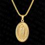 Stainless Steel Pendant Necklace for Men Women Virgin Mary Necklace Religious Jewelry Rolo Chain (A:Gold Tone)