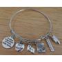 Kits Kiss Teacher Bracelet, No. 1 Teacher Charm, Best Teacher Charm, Book, Ruler, Pencil, Teacher Charm Bracelet, Teacher Jewelry, Gift for Teacher, Teacher Bangle Bracelet